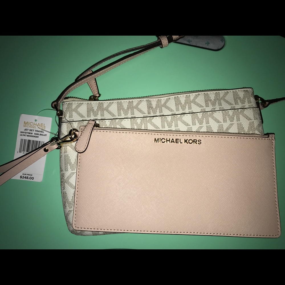Michael Kors Jet Set Crossbody Bag Vanilla/Ballet. - Picture 2 of 6